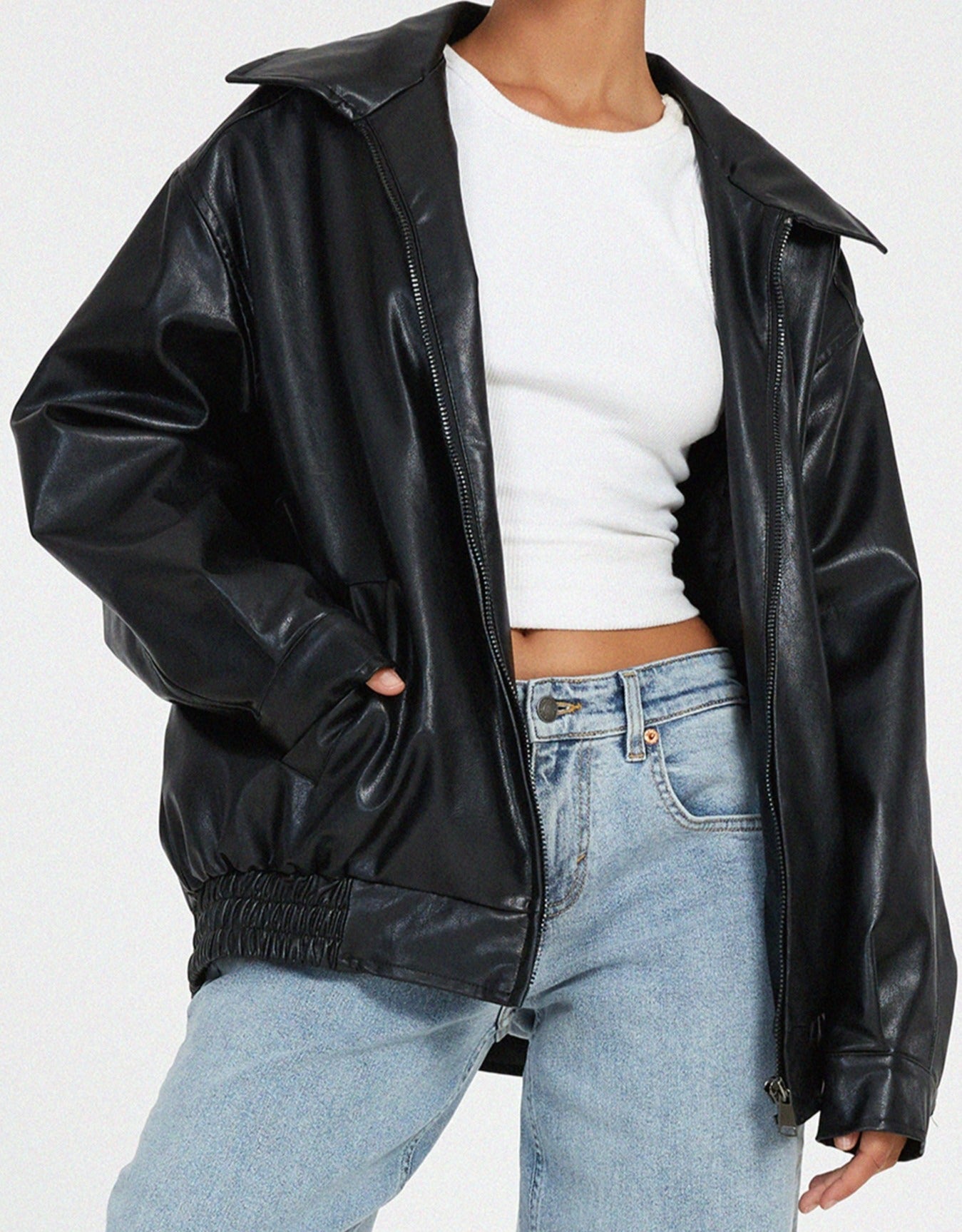 Raverya - Oversized Losse Leren Jasje
