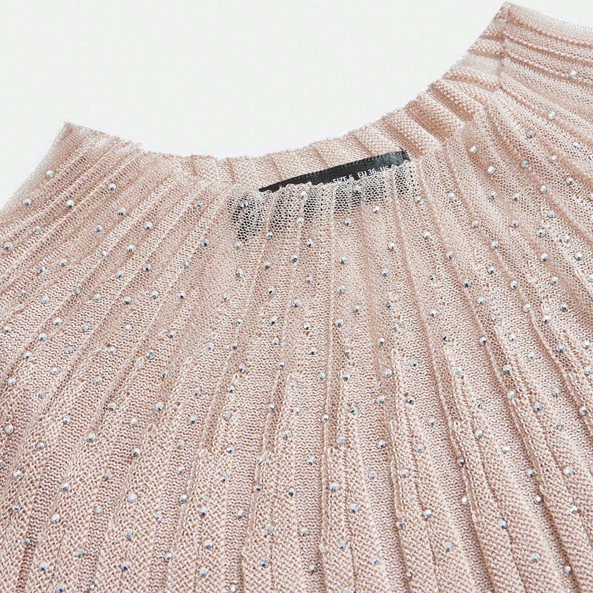 Geribbeld T-shirt Dames met Strass