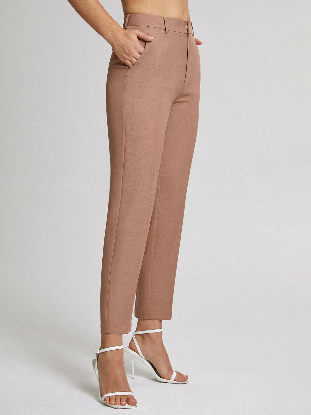 Hoge Taille Cropped Skinny Rechte Broek