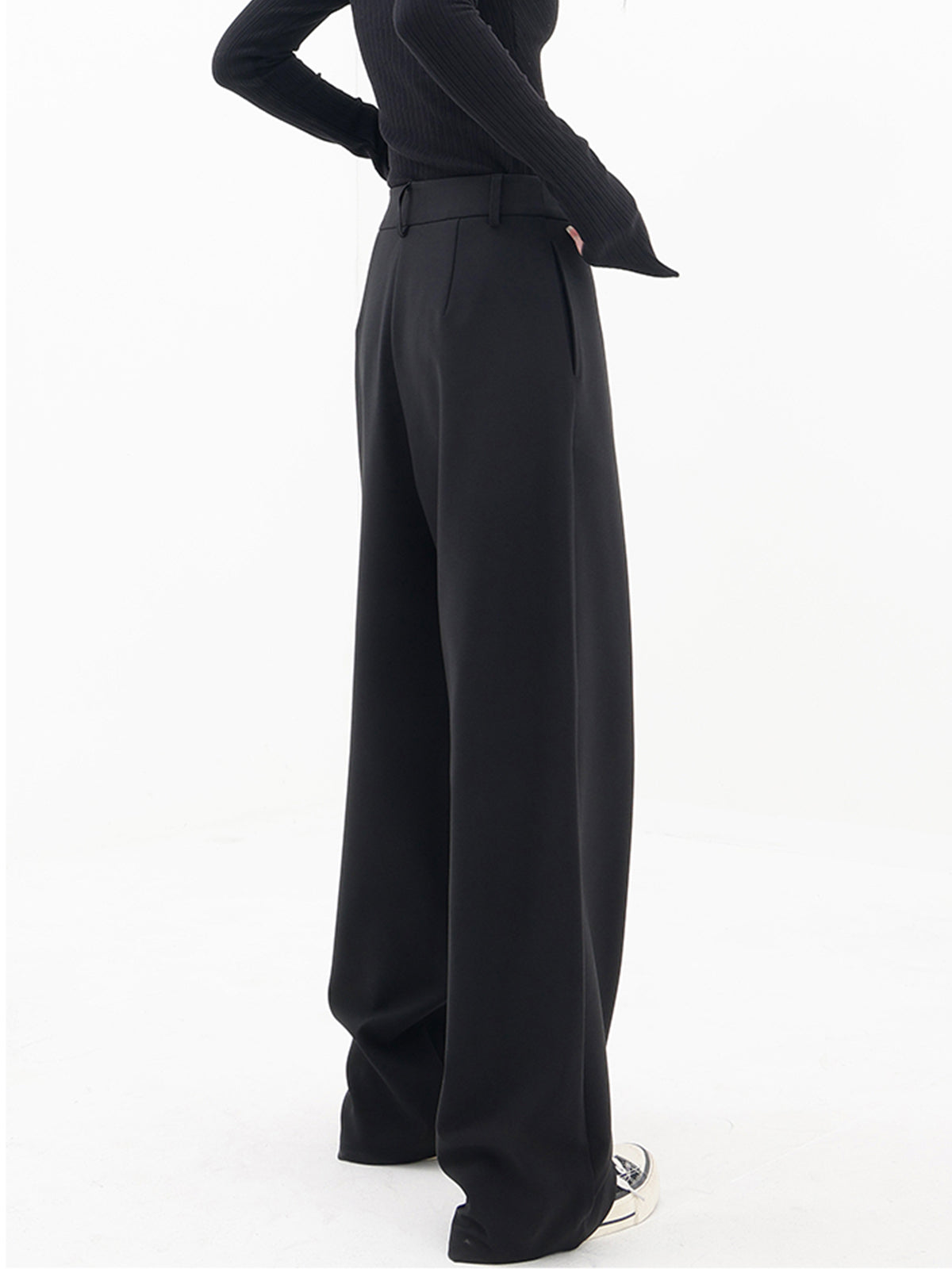 Asymmetrische Wide Leg Dress Broek met Knopen