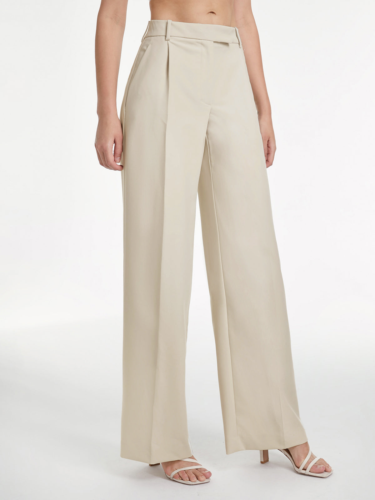 Hoge Taille Wide Leg Dress Broek met Relaxte Pasvorm