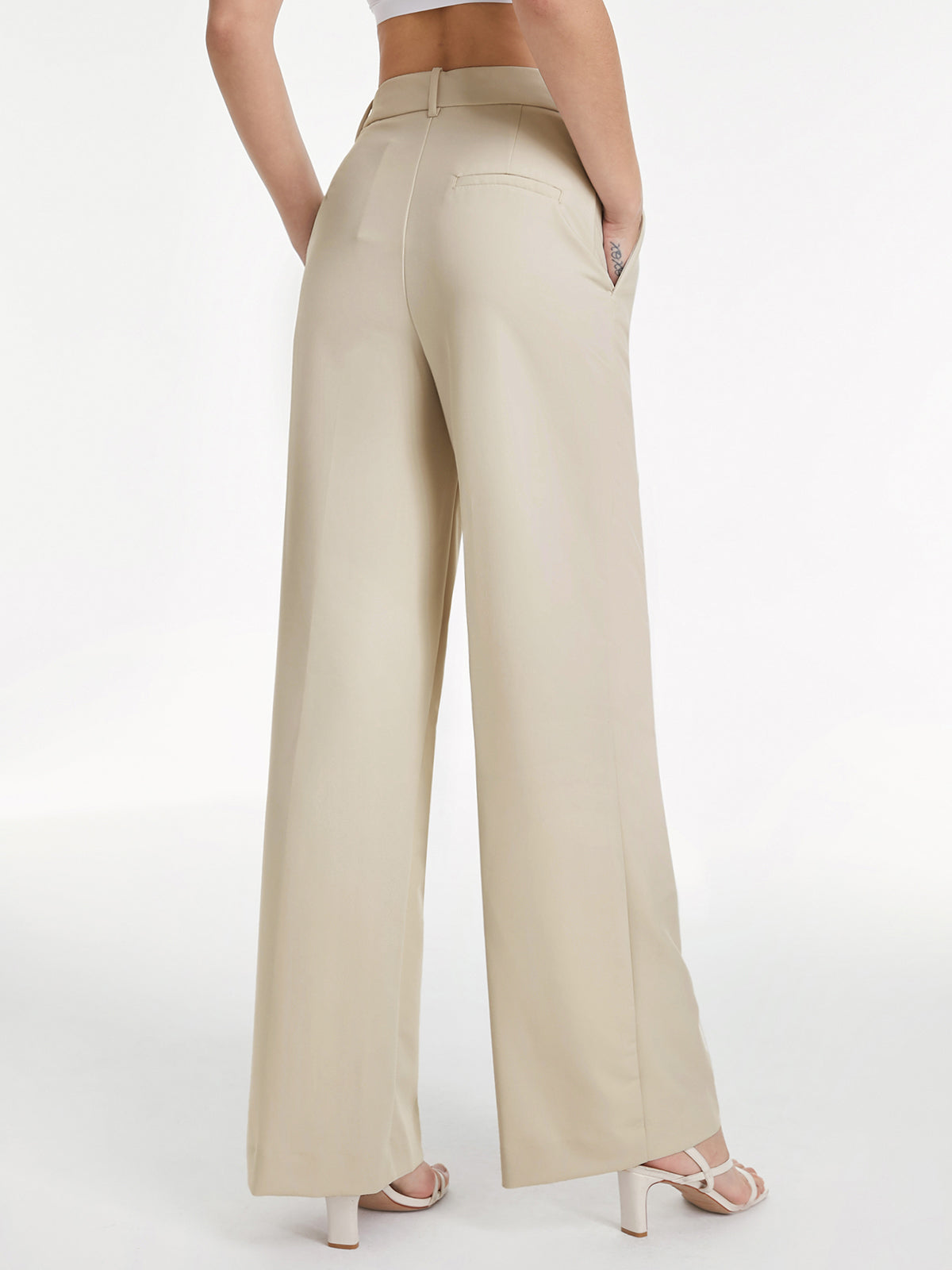 Hoge Taille Wide Leg Dress Broek met Relaxte Pasvorm