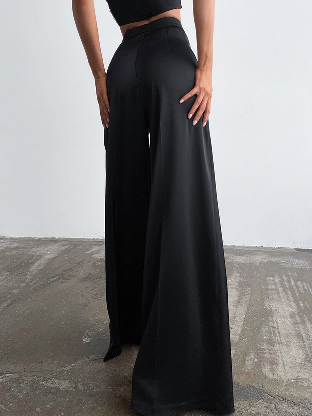 Oversized Satijnen Wide Leg Dress Broek