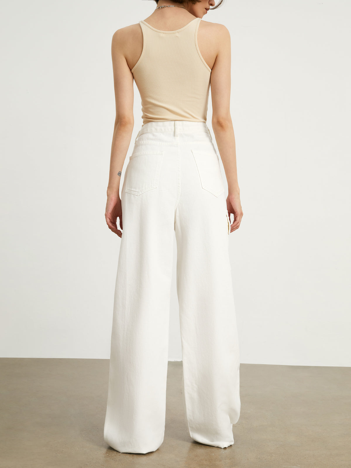 Minimalistische Witte Denim Wide Leg Jeans