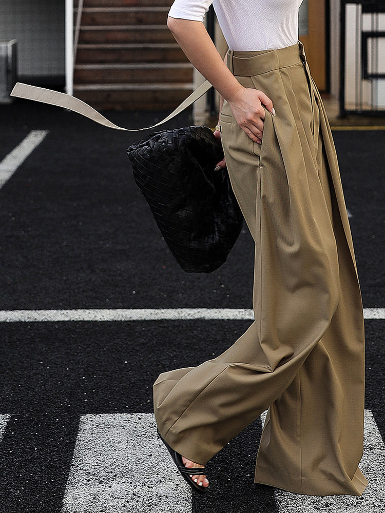Oversized Wide Leg Dress Broek met Striksluiting