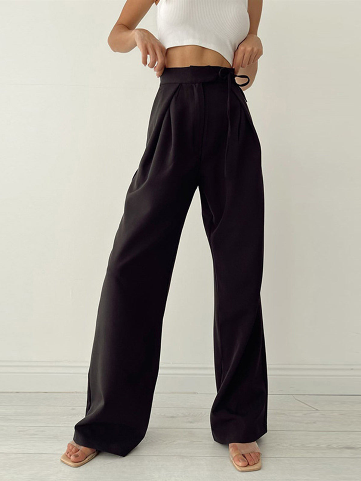 Palazzo Wide Leg Dress Broek met Striksluiting