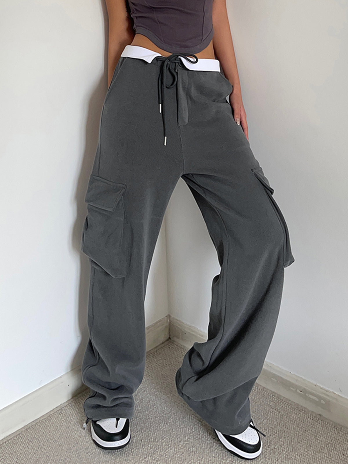 Cargo Sweatpants met Contrasterende Tailleband