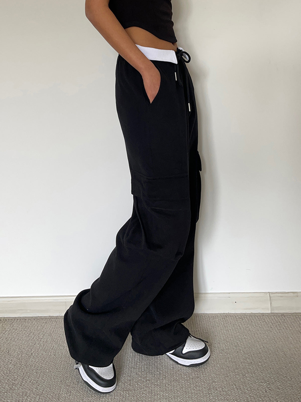 Cargo Sweatpants met Contrasterende Tailleband