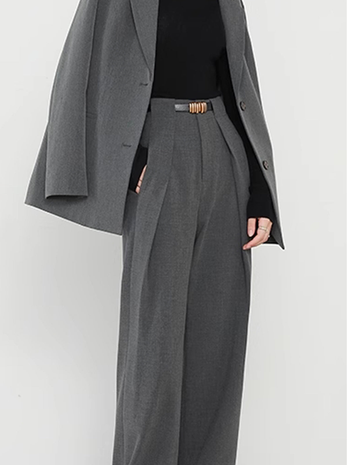 Mid Waist Effen Rechte Broek met Zakken