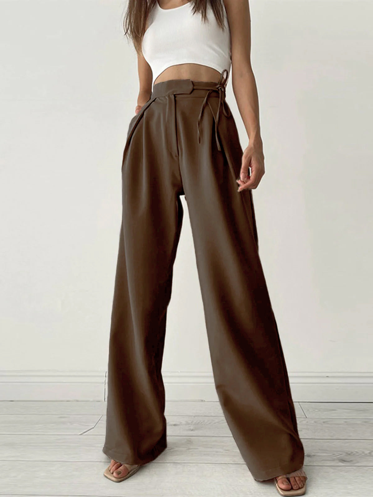 Palazzo Wide Leg Dress Broek met Striksluiting