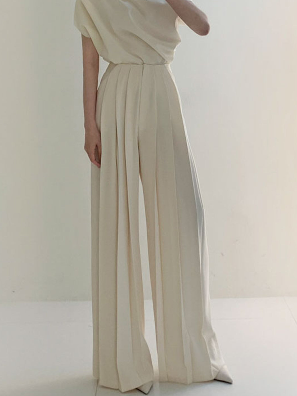 Geplooide Hoge Taille Wide Leg Broek