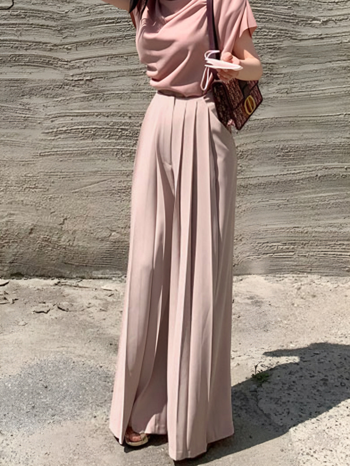 Geplooide Hoge Taille Wide Leg Broek