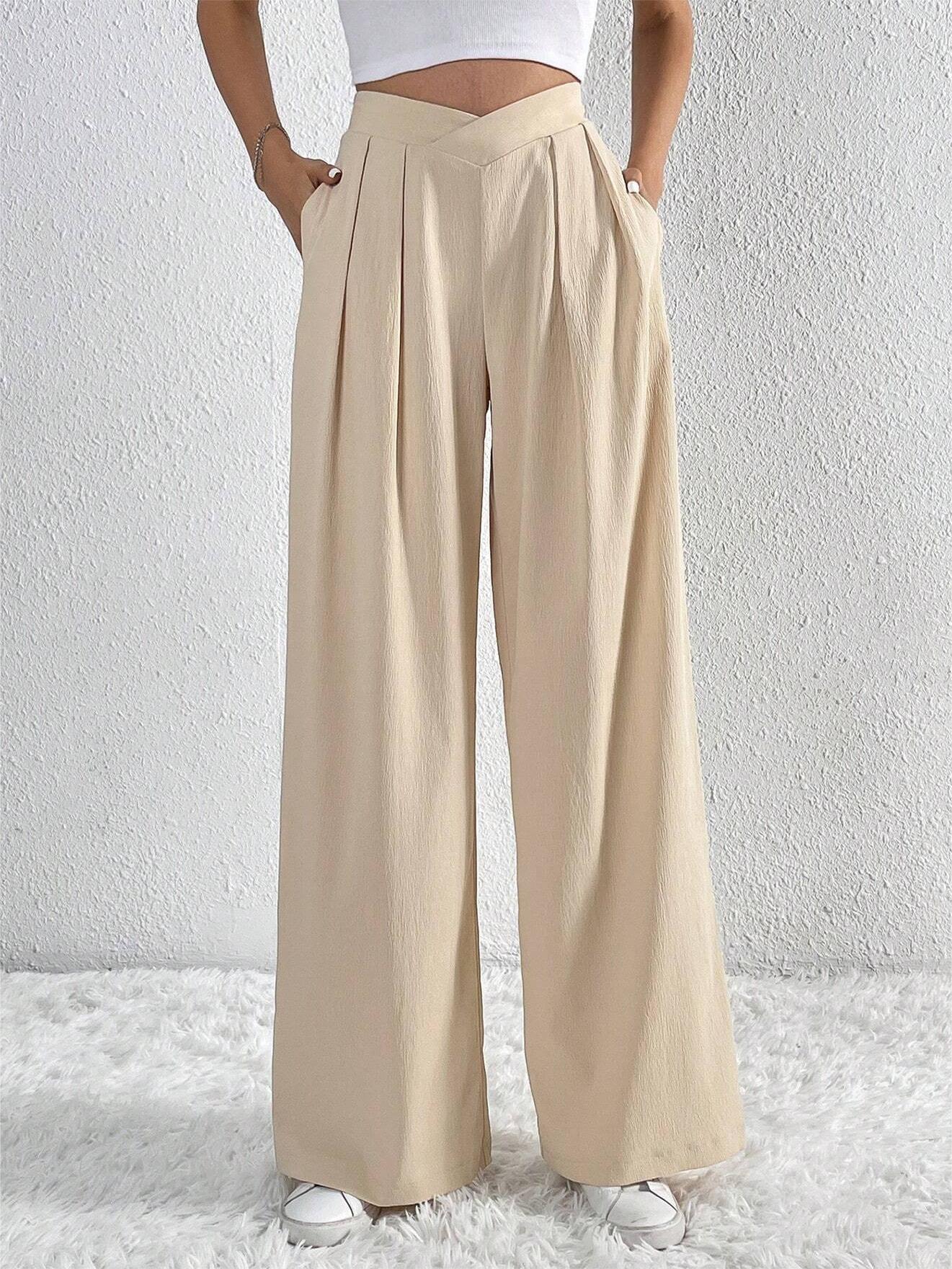 Casual Geplooide Wide Leg Broek