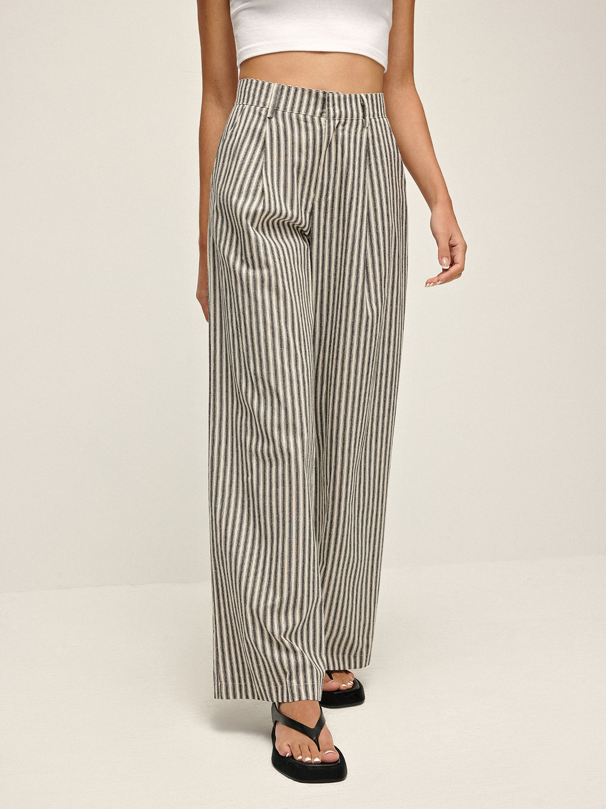 Pinstripe Hoge Taille Lange Broek