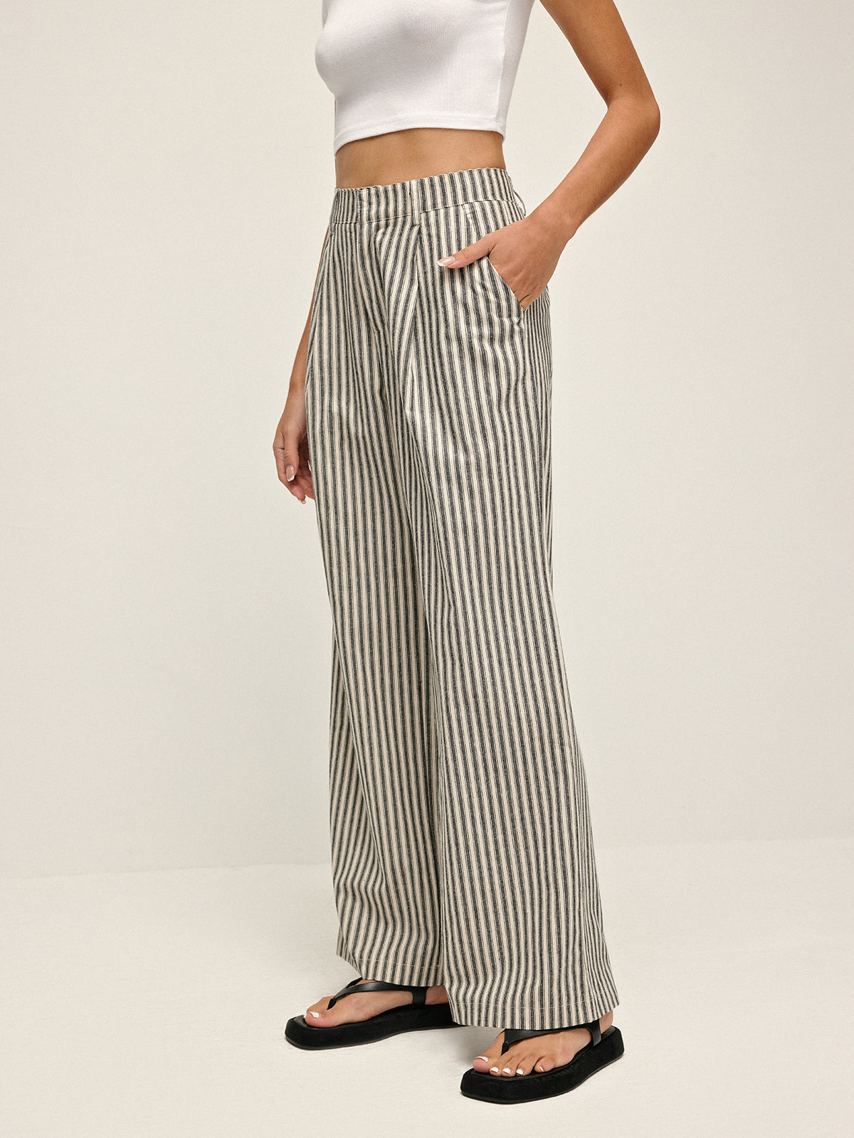 Pinstripe Hoge Taille Lange Broek