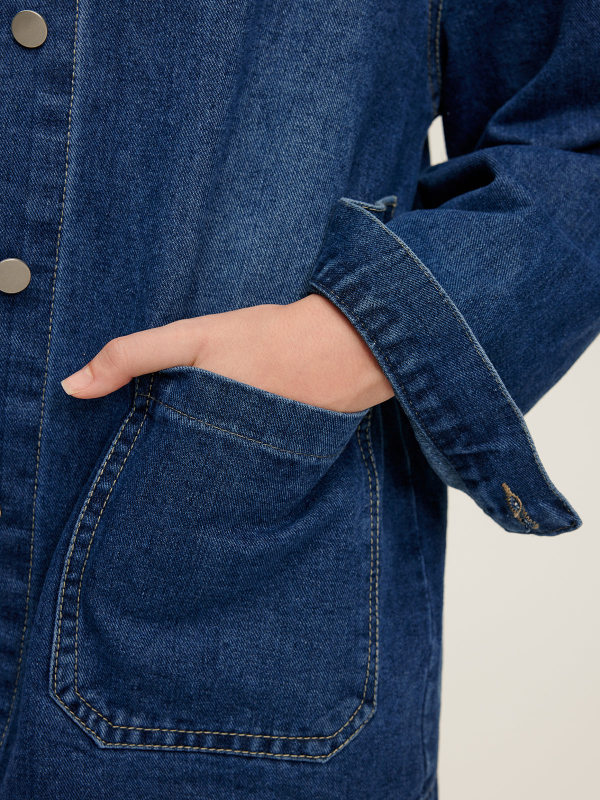 Raverya - Casual Denim Jas Met Revers En Knoopsluiting