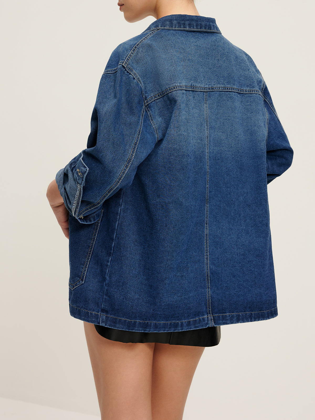 Raverya - Casual Denim Jas Met Revers En Knoopsluiting