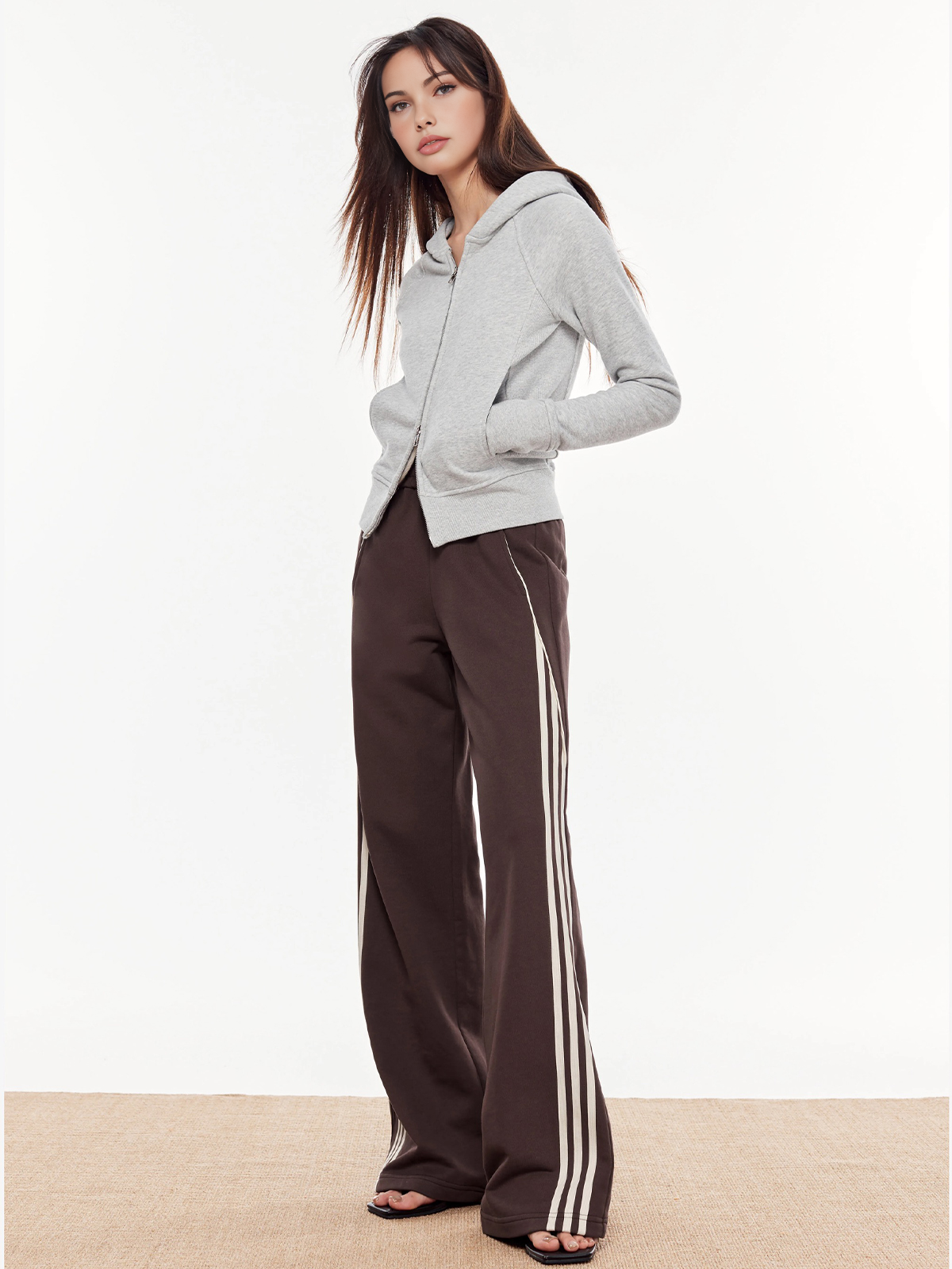 Gestreepte Patchwork Broek met Elastische Taille