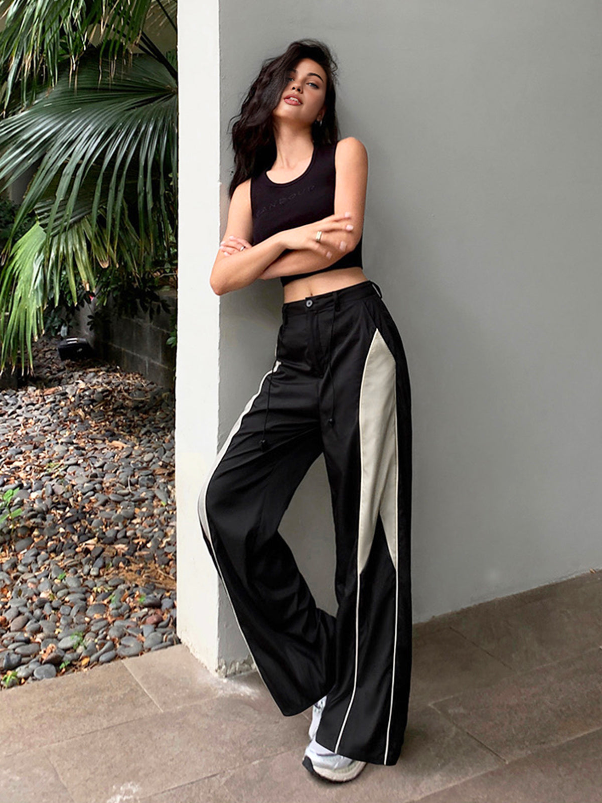 Baggy Patchwork Broek met Trekkoord