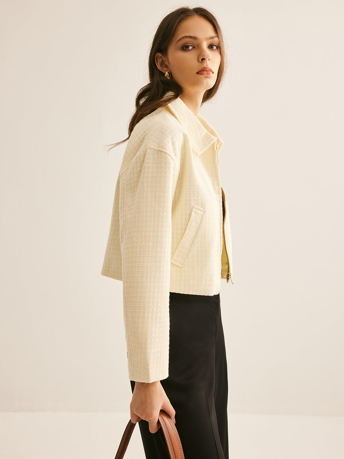 Raverya - Tweed Polo Jas Met Rits