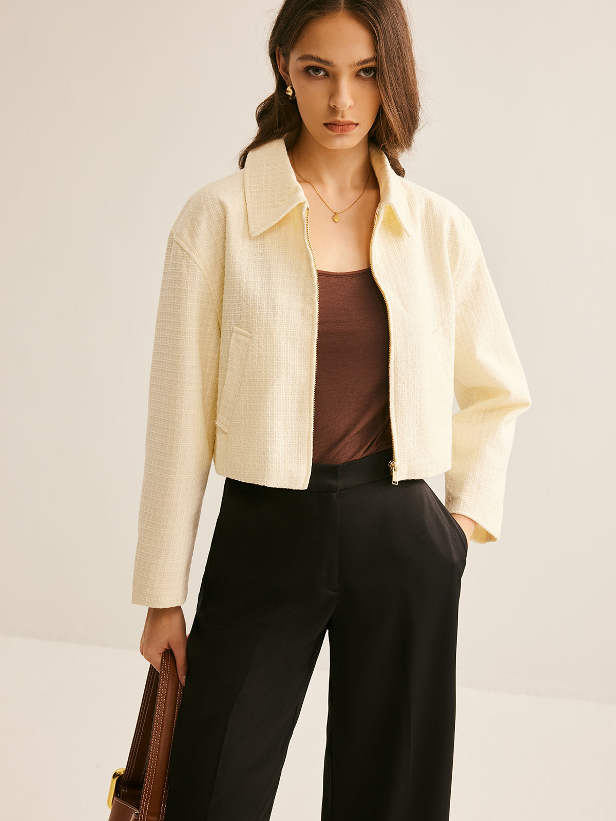 Raverya - Tweed Polo Jas Met Rits