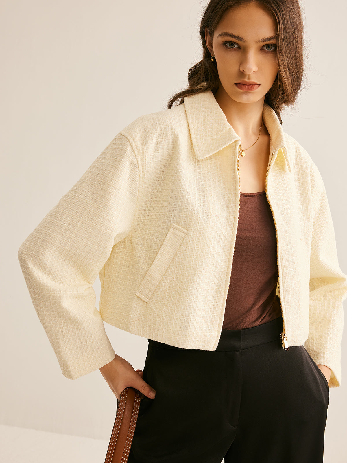 Raverya - Tweed Polo Jas Met Rits