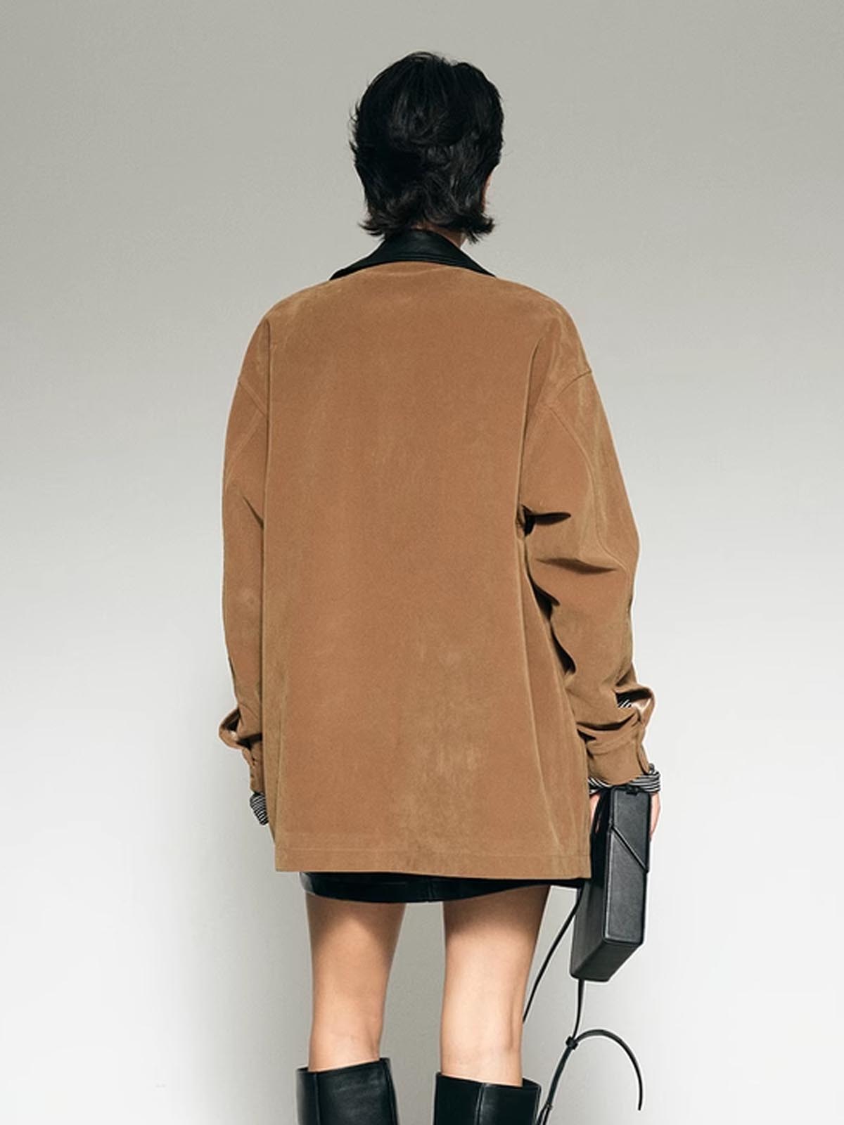Raverya - Suède Blazer Met Contrastkraag