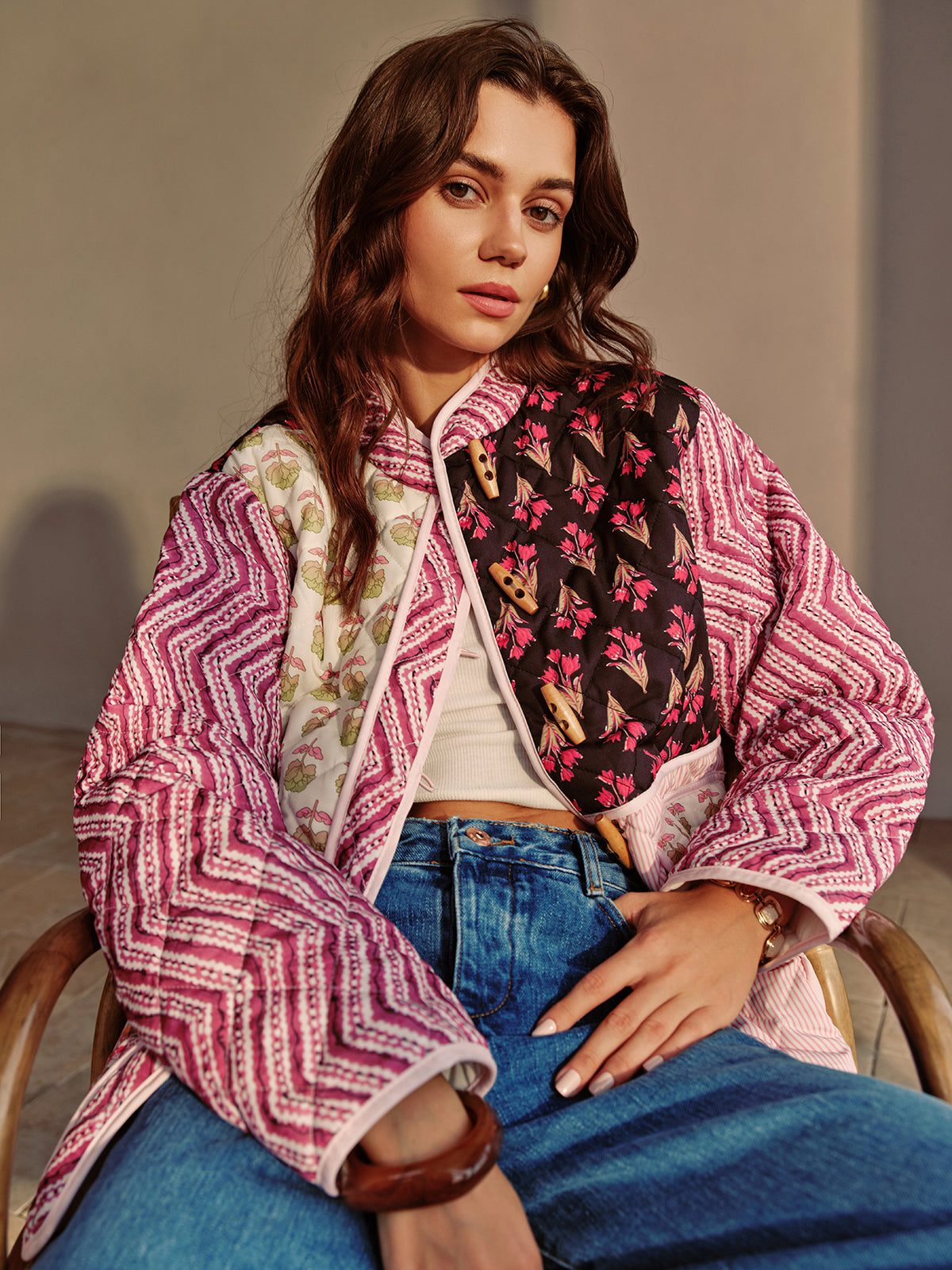 Raverya - Boheme Bloemenprint Winterjas