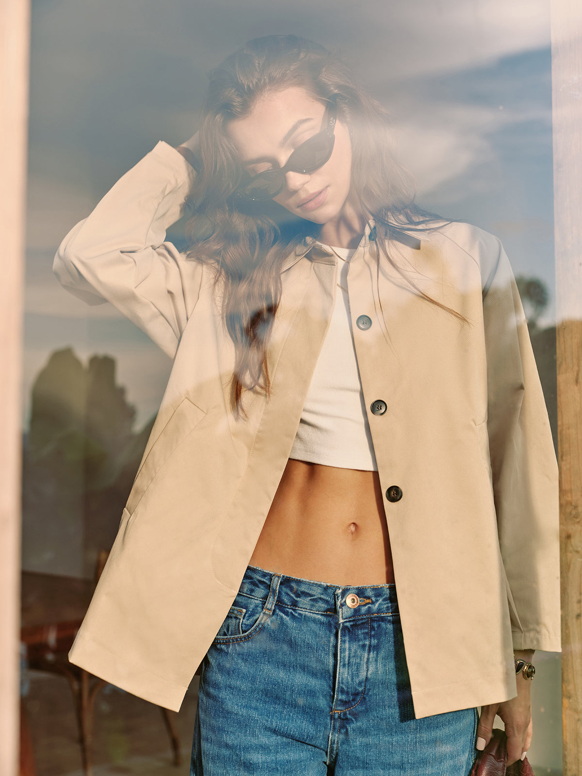 Raverya - Trenchcoat Met Revers En Knoopsluiting
