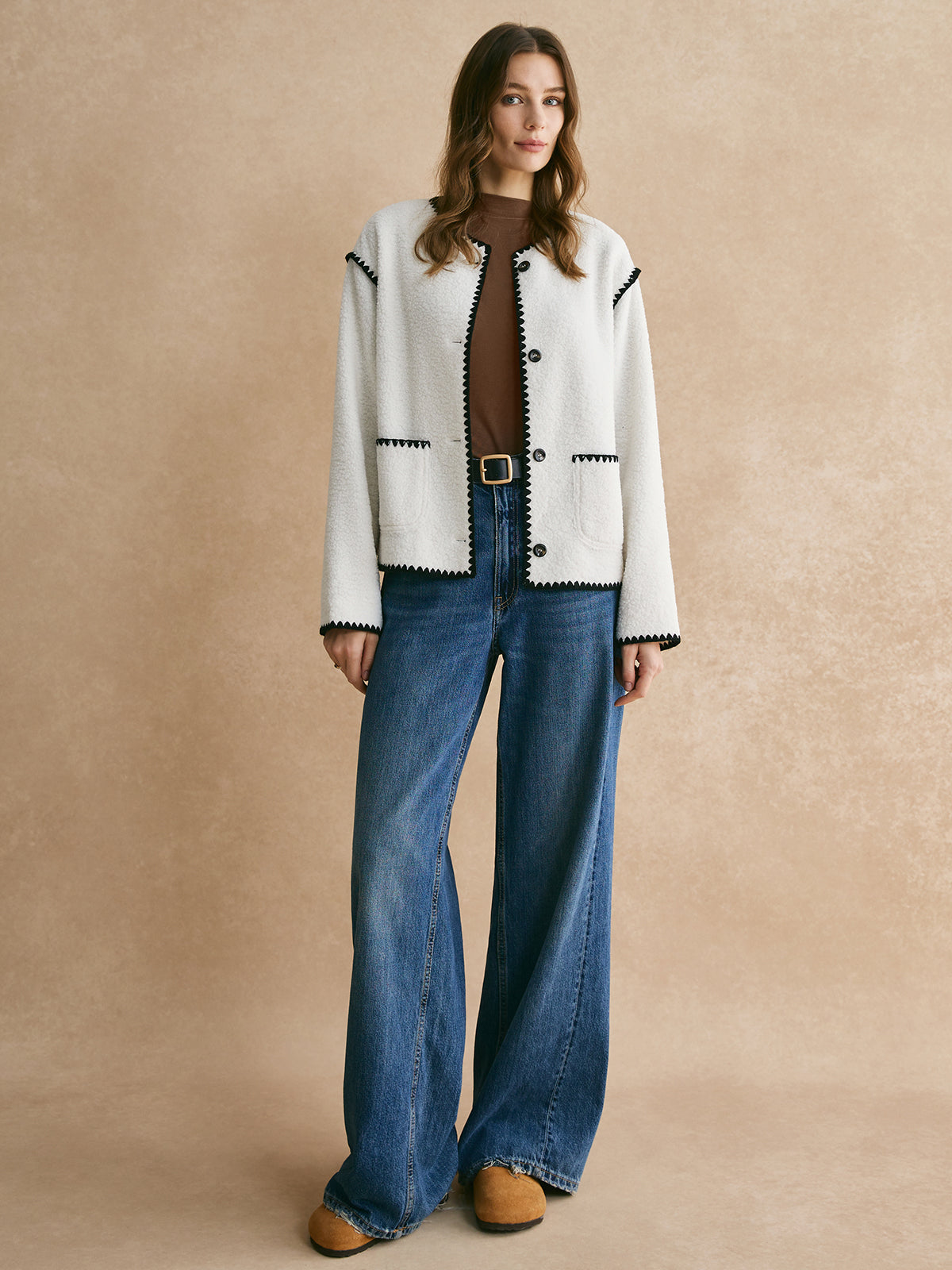 Raverya - Minky Fleece Jas Met Contrastbies