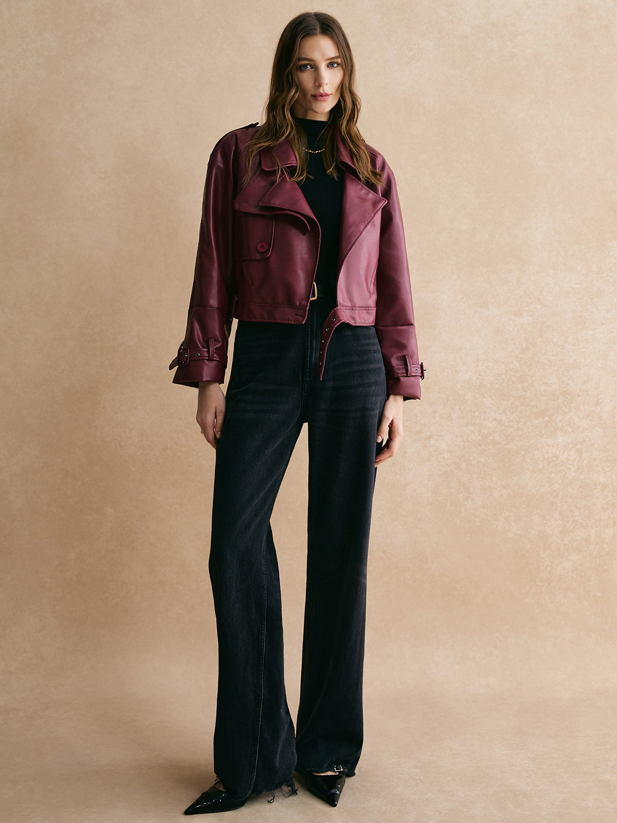 Raverya - PU Leren Jas Met Gesp En Riem