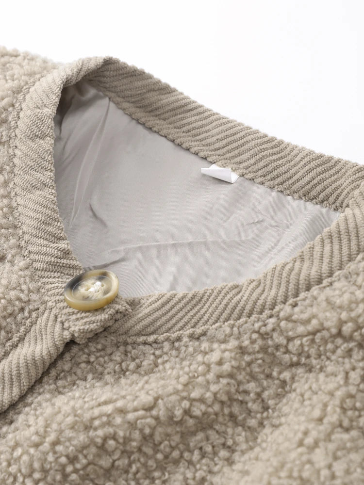 Lamswol Damesjas Met Lange Mouwen, Enkele Rij Knopen, Korte Jas 2024 Herfst Winter Mode, Strert Losse Damesoutwear