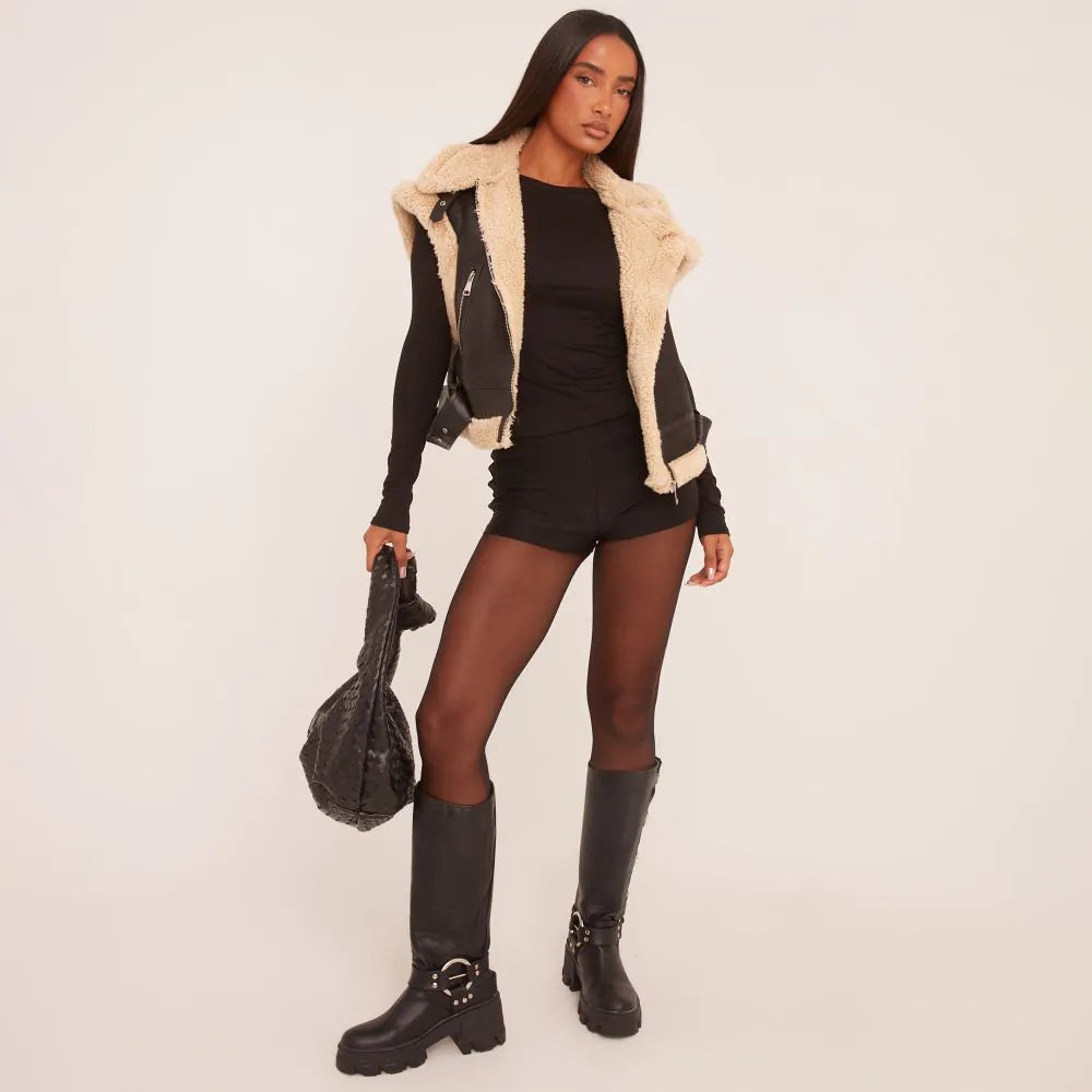 Raverya - Zwarte Faux Sherpa Gilet
