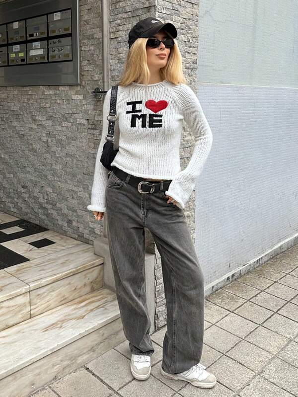 Raglanmouw Trui - I love me