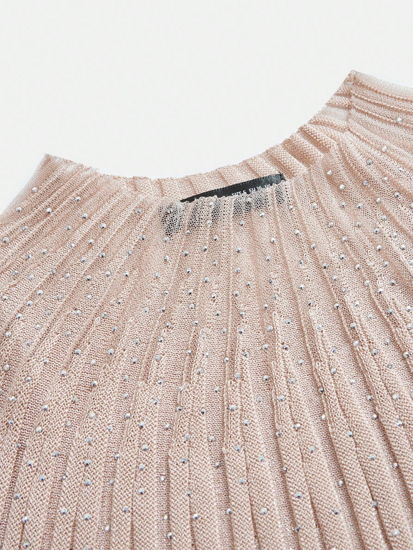 Geribbeld T-shirt Dames met Strass