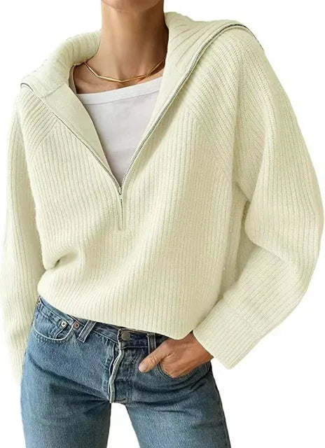 Gebreide trui met rits V-hals - Comfortabele en moderne look voor elke dag