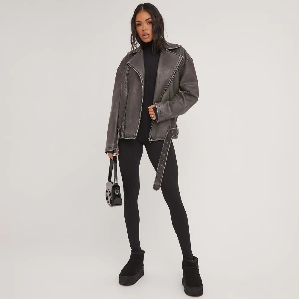 Raverya - Oversized Leren Jas Voor Dames