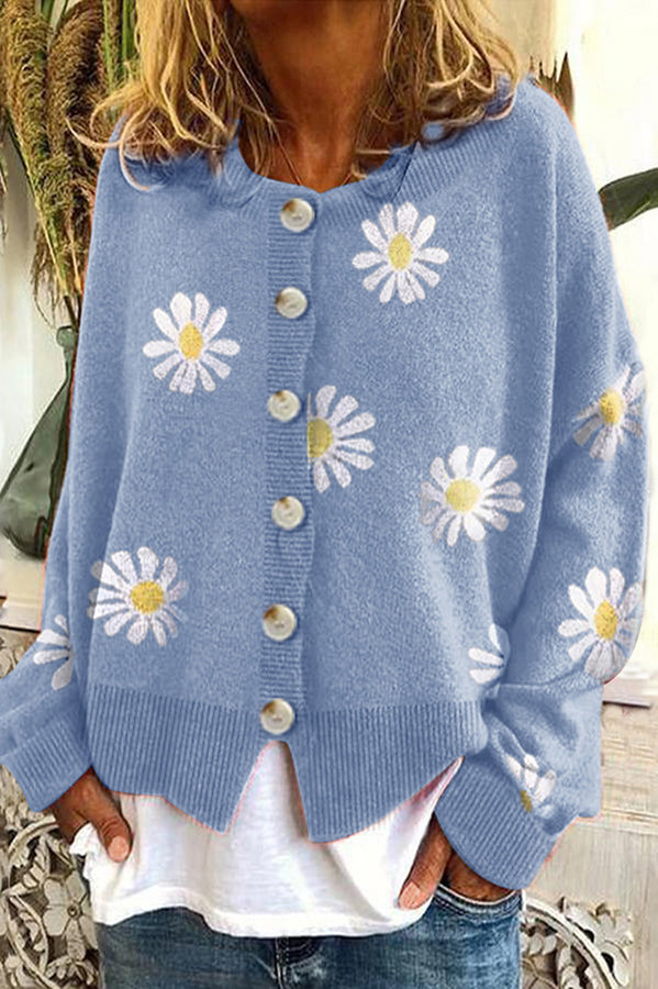 Gebreide trui met bloemen