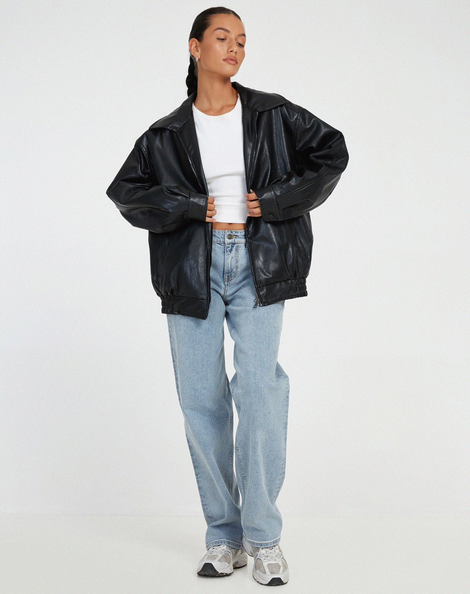 Raverya - Oversized Losse Leren Jasje