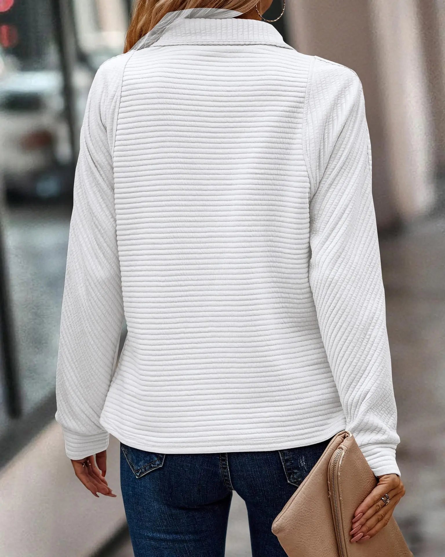Elegante Half-Zip Trui voor Dames - Luxe en Comfort met V-Hals