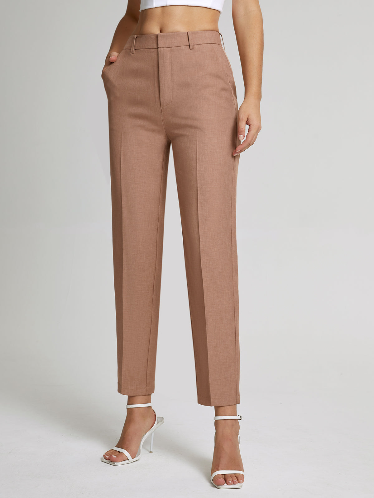 Hoge Taille Cropped Skinny Rechte Broek