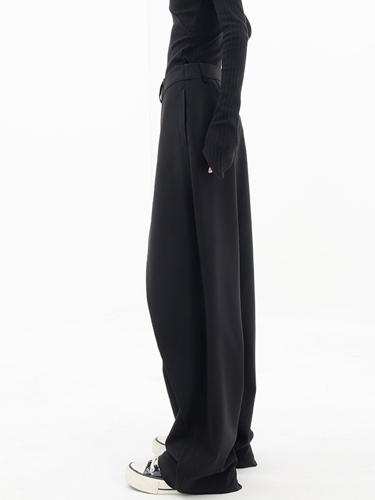 Asymmetrische Wide Leg Dress Broek met Knopen