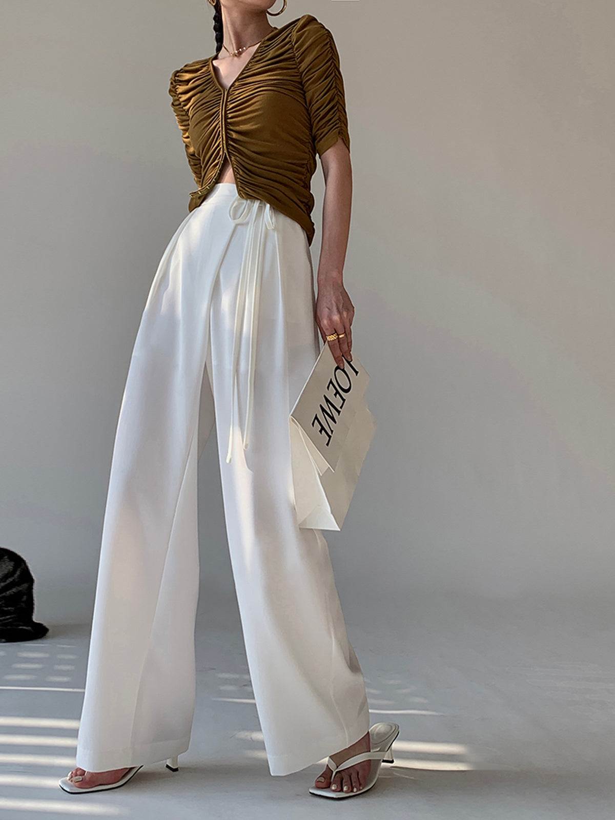 Flowy Wide Leg Dress Broek met Strikceintuur