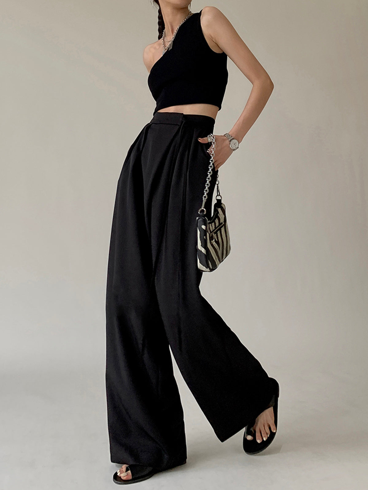 Flowy Wide Leg Dress Broek met Strikceintuur