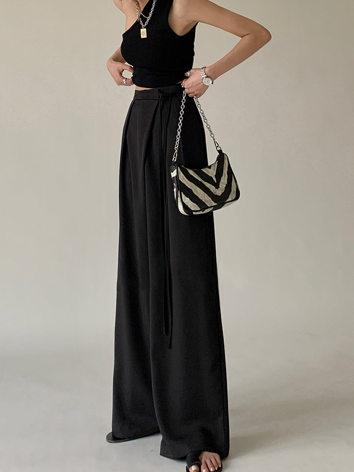 Flowy Wide Leg Dress Broek met Strikceintuur