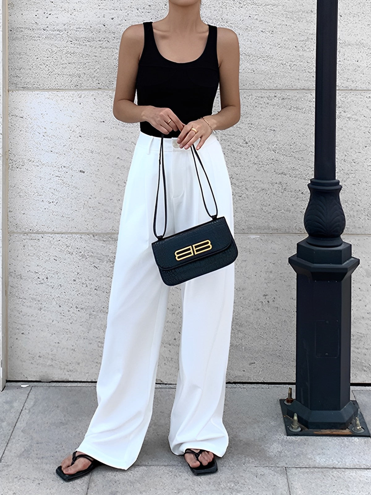 Lange Geplooide Wide Leg Dress Broek