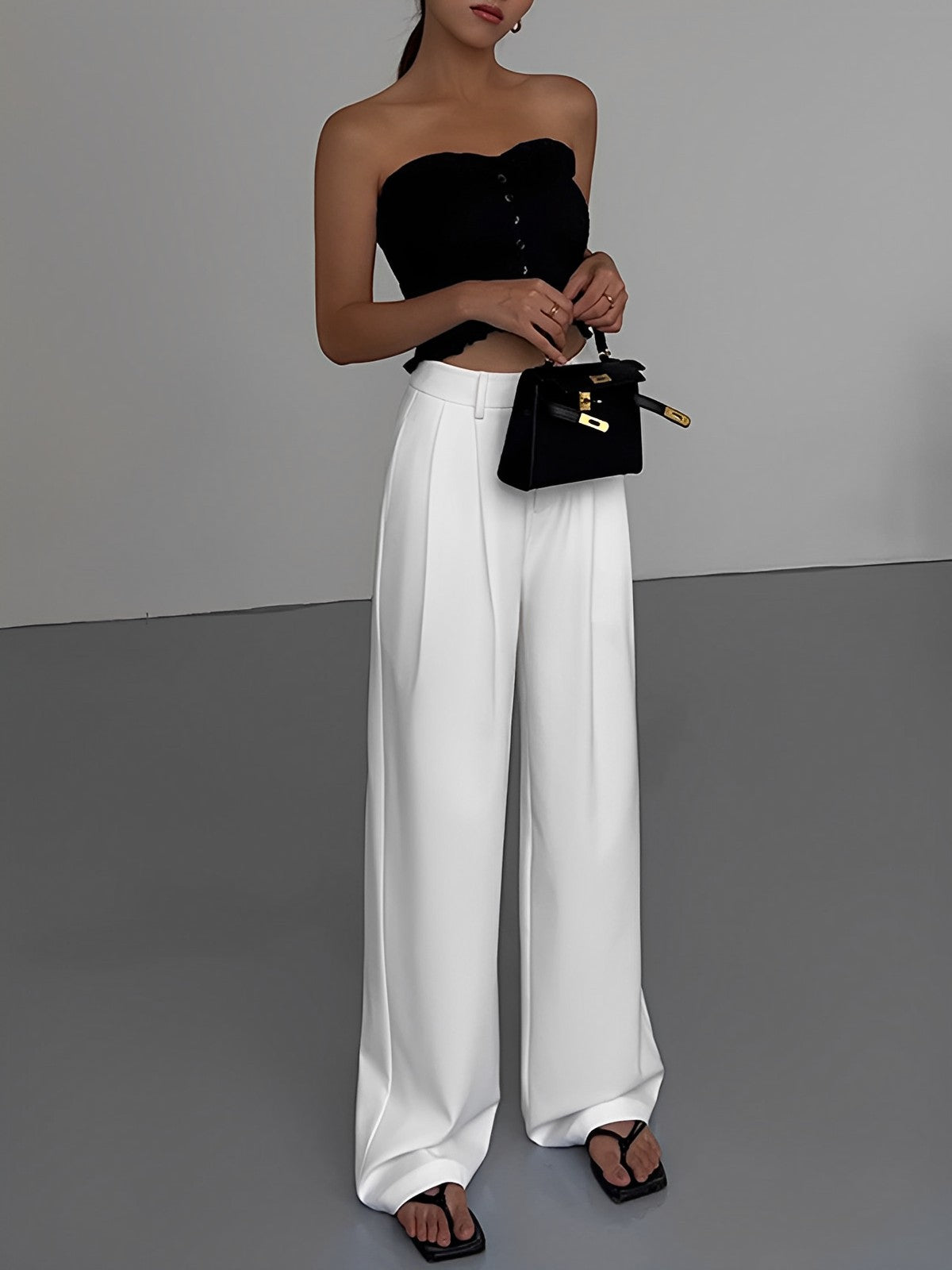 Lange Geplooide Wide Leg Dress Broek