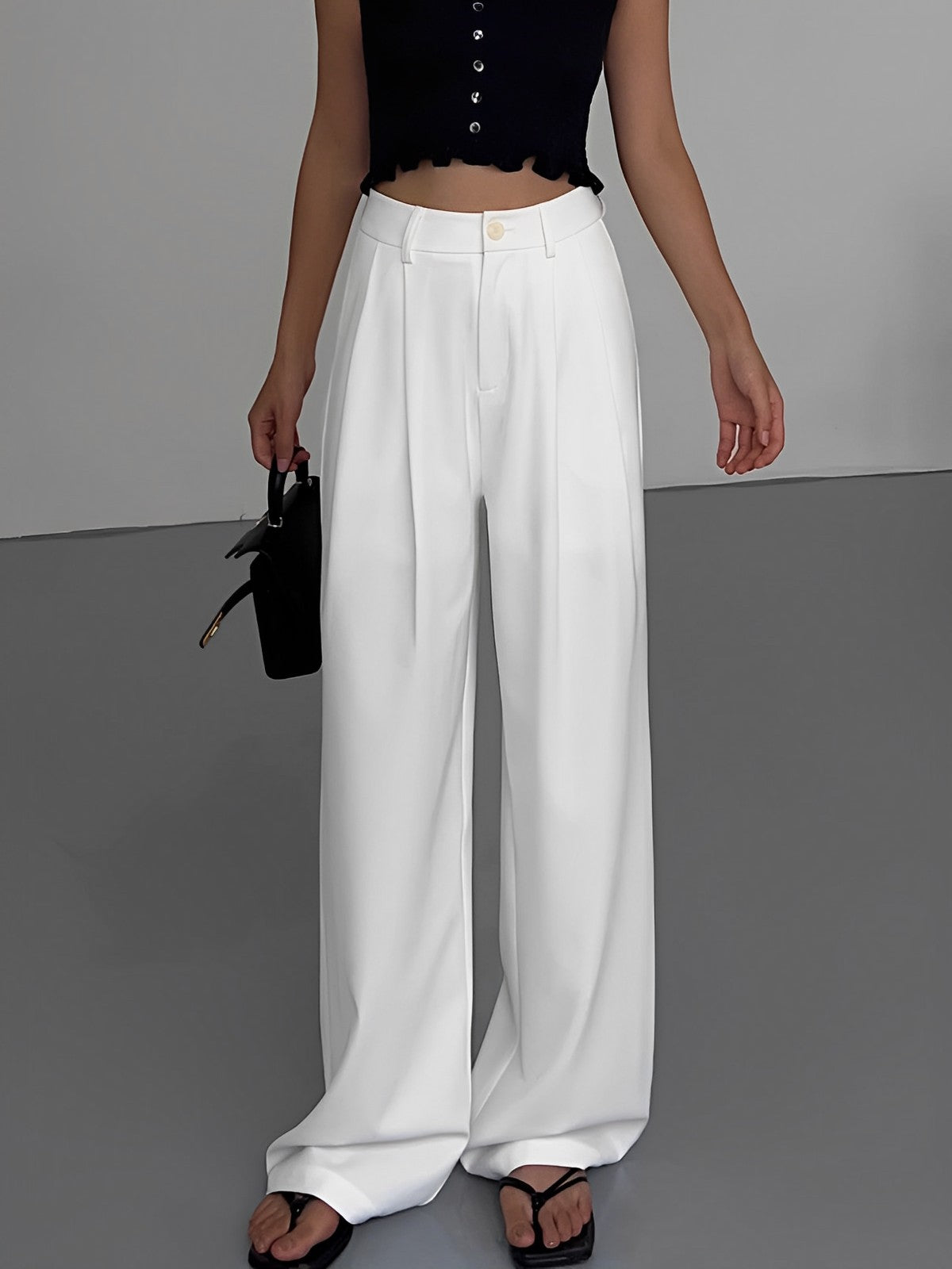 Lange Geplooide Wide Leg Dress Broek