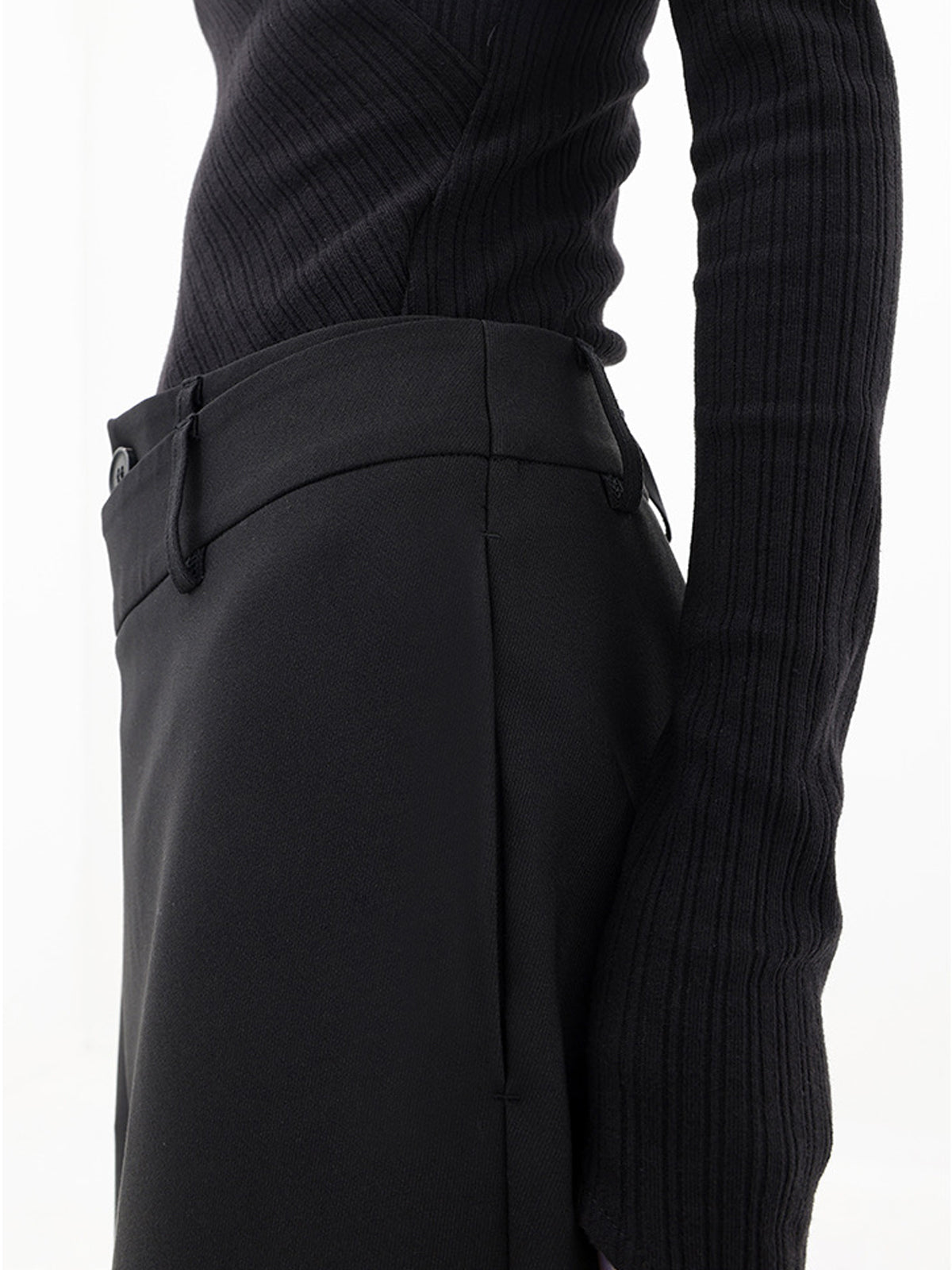 Asymmetrische Wide Leg Dress Broek met Knopen