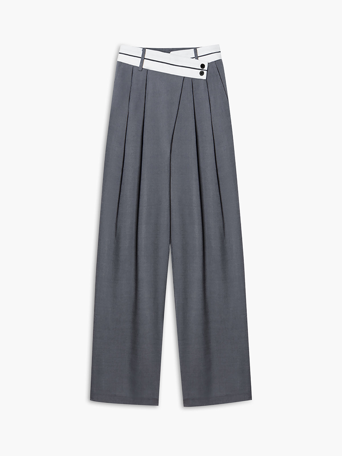 Asymmetrische Wide Leg Dress Broek met Contrasterende Tailleband